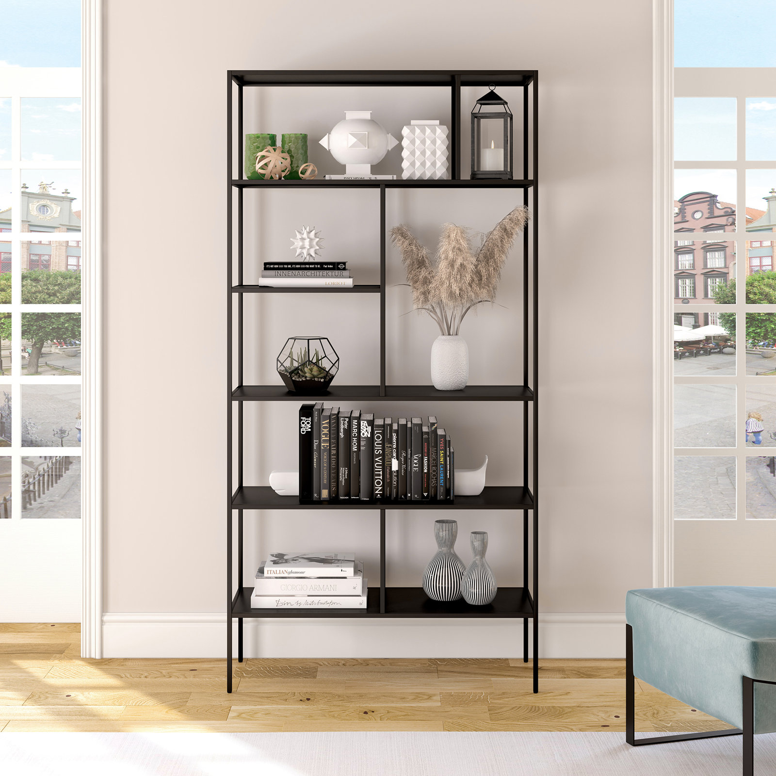 Level Bookcase, Blackened Bronze, 72" H x 36" W x 15" D