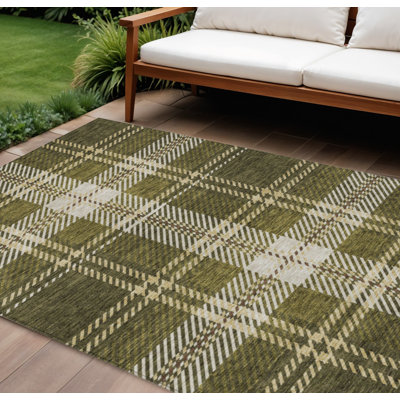Tapis intérieur lavable 10 pi x 14 pi vert olive doré et brun