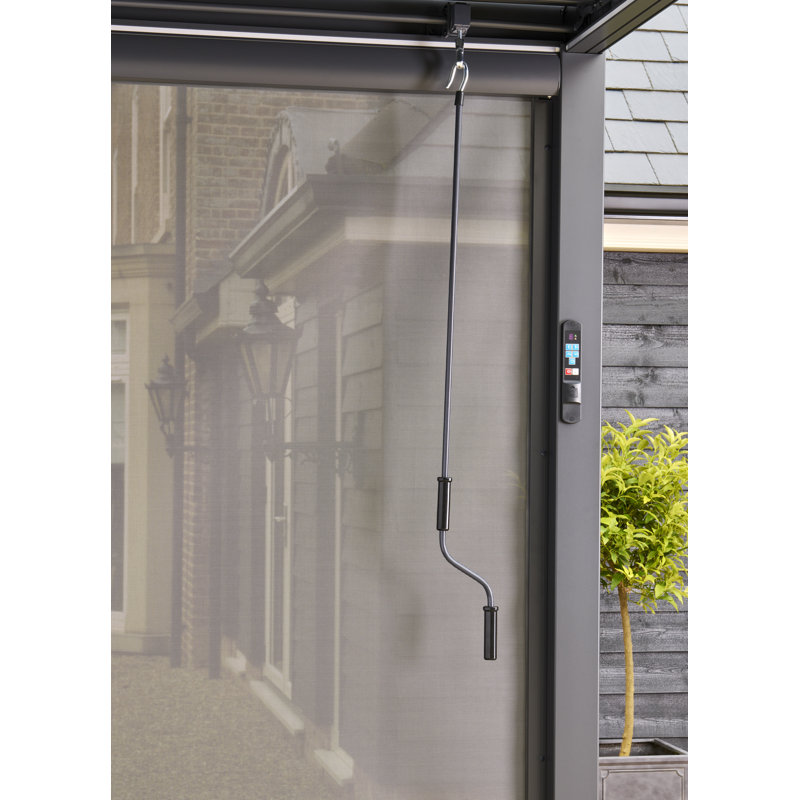 Nexus Grey Aluminium Pergola 3m x 3m with LEDs and 3 Pull Down Screens
