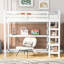 Lit mezzanine simple en blanc avec bureau fonctionnel et magnifiques tablettes - Fabriqué en pin pour créer une chambre à coucher généreuse-1391670592-1391670598