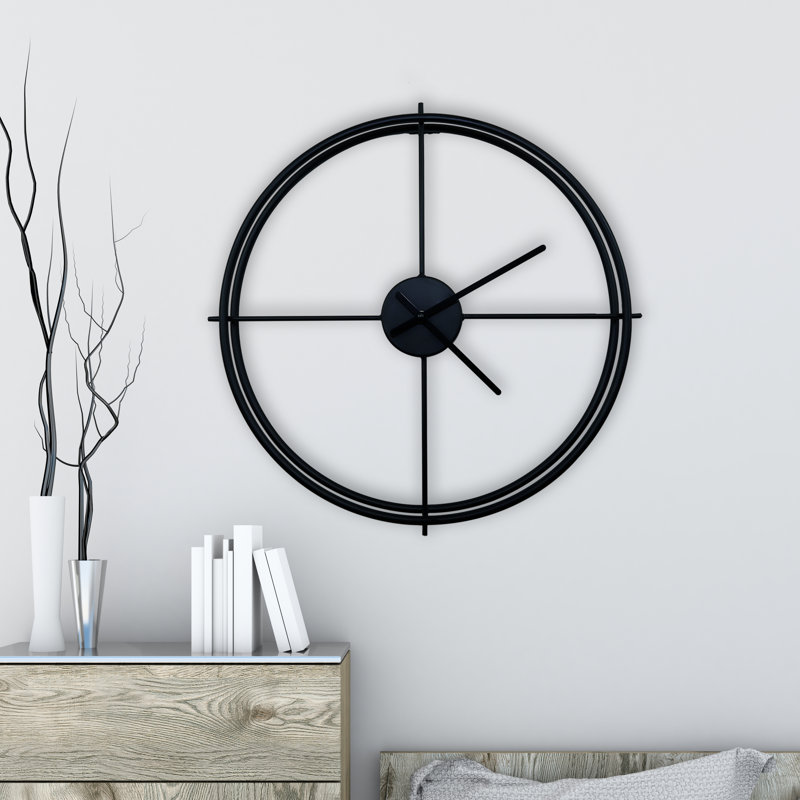 Ashcraft Larry's Minimalist Iron Wall Clock - 50 cm / 19.7 in, Black