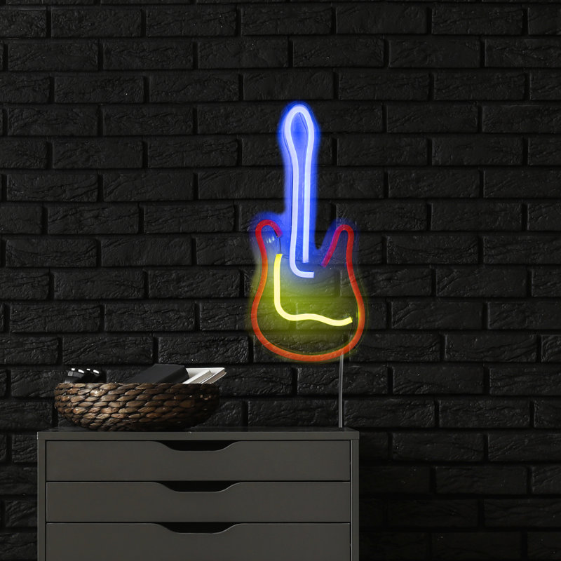 Enseigne murale 15,75 "style néon pour guitare