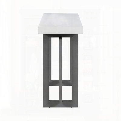 Painted Entryway Table With Pine Veneer, Unique Triple Rectangle Design, Thick Pine Legs, Versatile For Hallways And Living Rooms