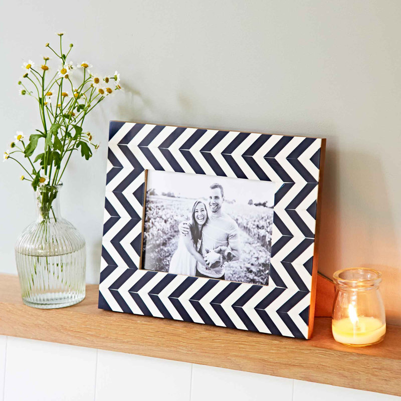Neha Navy Chevron Patterned Photo Frame, 5" x 7"