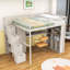 Lit mezzanine double en bois avec lumière DEL, garde-robe, bureau et tablettes-2089377091