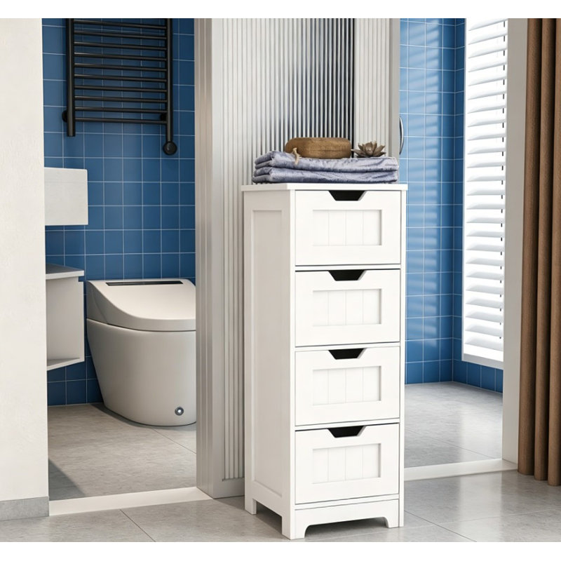 Armoire à linge de salle de bain autoportante 11,7 po avec 4 tiroirs pour petits espaces