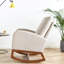 Chaise berçante en lin beige rembourrée de mousse à haut dossier et rembourrée de mousse