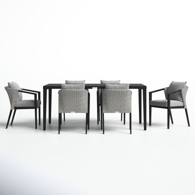Abalone 6 - Person Patio Dining Set with Rectangular Table , Cushions Included
