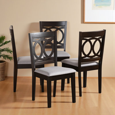 Jaciyon Dining Chair Set with Gray Fabric and Espresso Finish, 37.28'' H X 17.5'' W X 20.26'' D