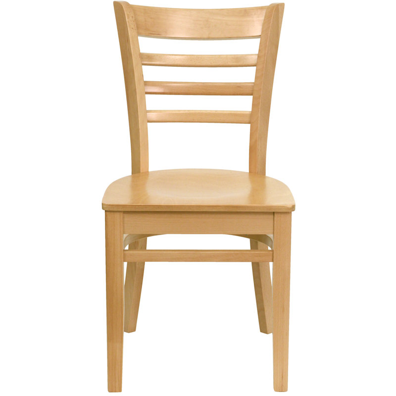 Lyman Ladder Back Wooden Restaurant Chair, Natural Wood, Seat Not Included