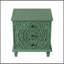 Table de chevet en bois sculpté avec 3 tiroirs, commode décorative en relief à volutes rétro, table de bout d'armoire de rangement pour le salon de la chambre à coucher, vert-1978156772