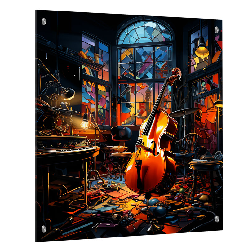 Music Jazz Fusion Vibrant - Art mural acrylique sur verre, H 20 po x l 12 po