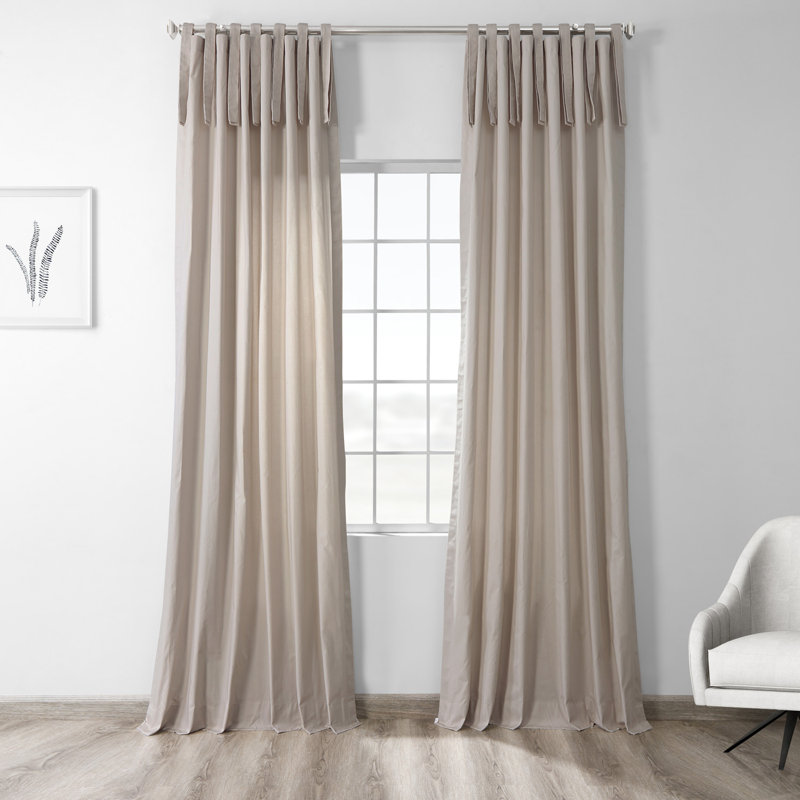 Camarena Tie Top Semi Sheer for Bedroom, Living Room Cotton Curtains Single Window Panel, 50"W x 96"L, Warm Off-White