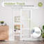 Porte coulissante de style grange avec rail dissimulé, apprêt blanc, 3 panneaux en verre transparent, pour placard ou garde-manger, avec trousse de quincaillerie (aucun assemblage requis)-135103442-135103445-135103446