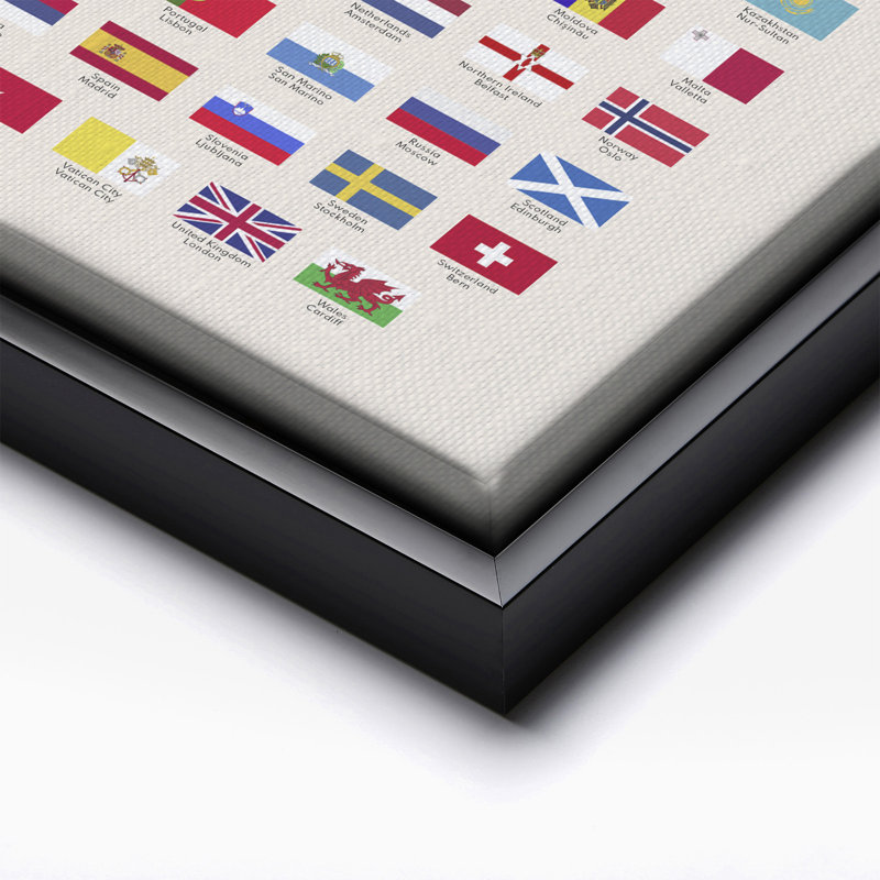 Drapeaux de l'Europe, Black Framed, Canvas, 11"H x 14"W