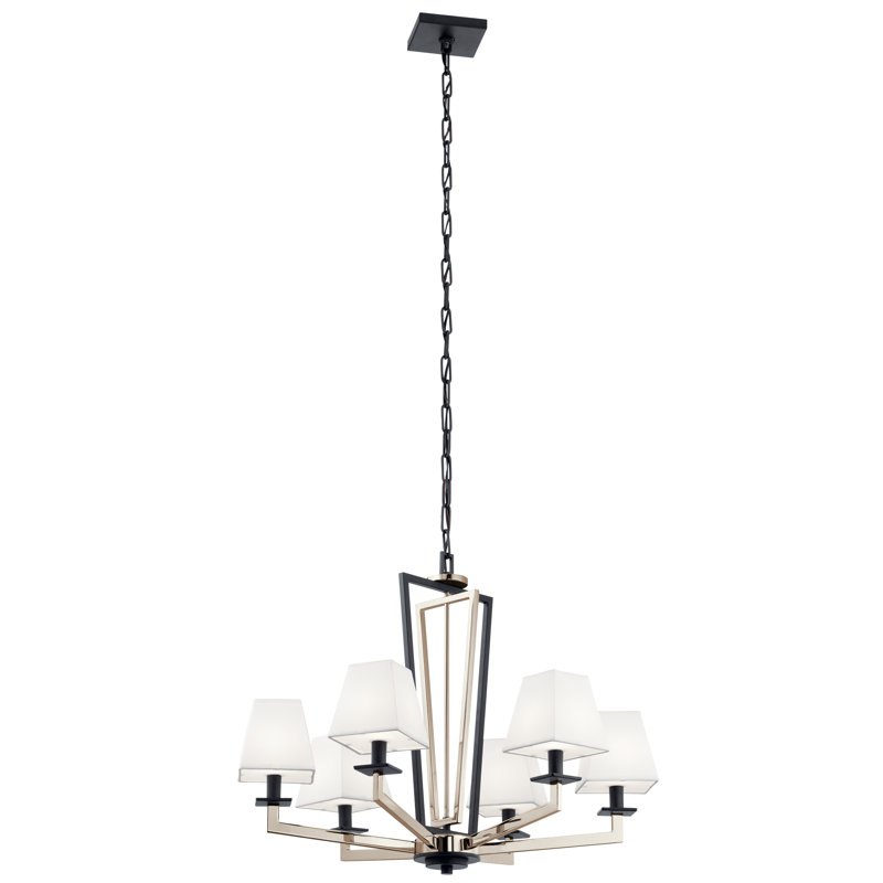 Lustre traditionnel / classique huit lumières avec abat-jour, Nickel poli