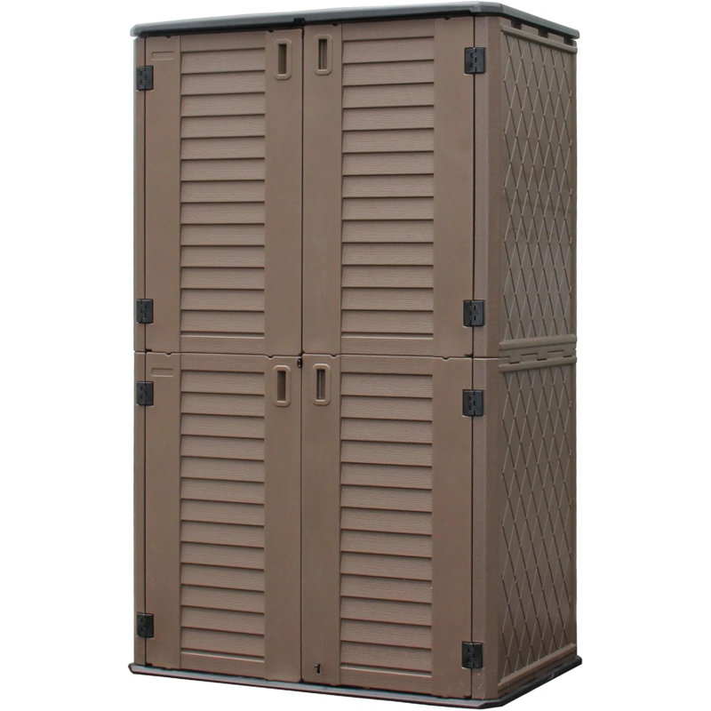 50 in. W x 29 in. D x 79.53 in. H Resin Vertical Tool Shed, Brown