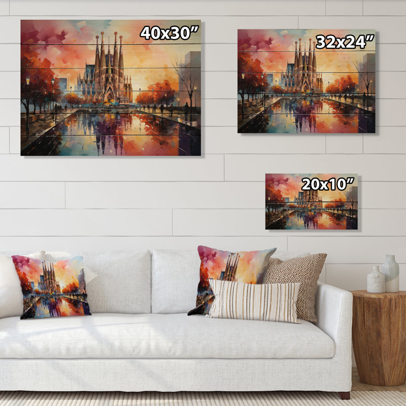 Kathlyne, Espagne, Sagrada Familia à Barcelone, impression sur bois, H 10 po x l 20 po x P 0,78 po
