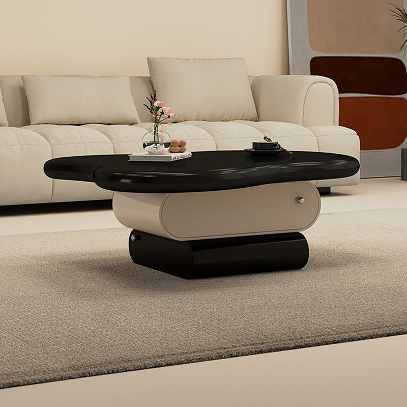 Table basse à piédestal avec rangement, Noir, H 14,2 po x L 39,4 po x l 23,6 po