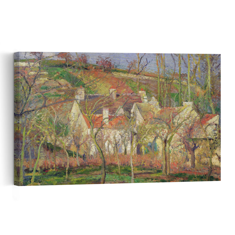 The Red Roofs, Or Corner Of A Village, Winter, 1877 Abstract Contemporary Autumn City Wall Art Print - Print