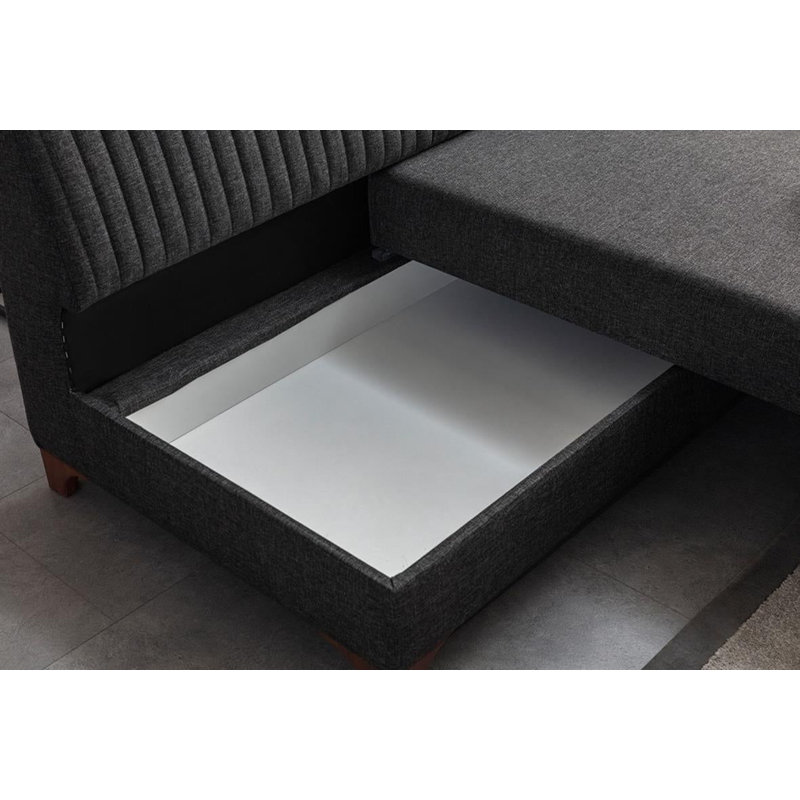 Canapé-lit d'angle, Anthracite, Noir