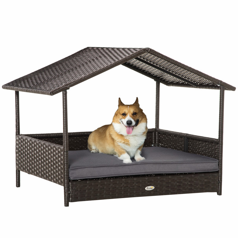Niche pour chien Lininger, H 27,5 po x l 38,5 po x P 27,25 po, Gris / Brun