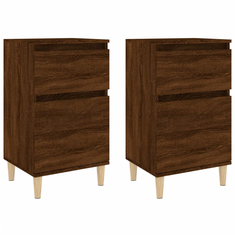 Giesen 40cm W Solid + Manufactured Wood Bedside Table, Set of 2, Brown