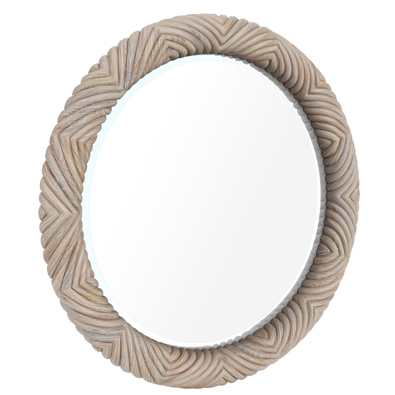 Miroir mural rond en bois massif Lana