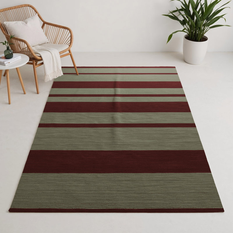 Tapis intérieur / extérieur noir HorizontalStripes, Rectangle 9 pi x 12 pi