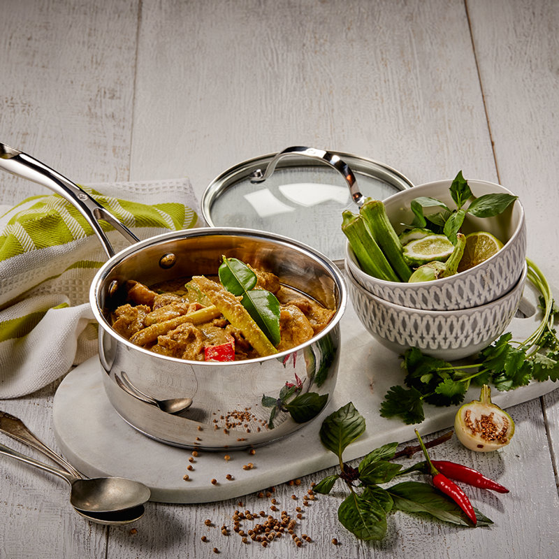 Non-Stick Stainless Steel Saucepan with Lid, 3.6 qt