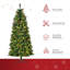 HOMCOM Prelit Artificial Pencil Christmas Tree with Red Berry Green-1273010728