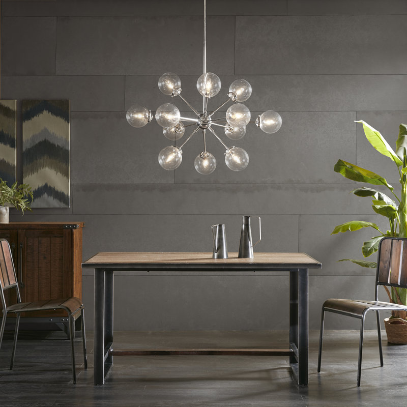 Orrhaen 12-Light Chandelier with Oversized Globe Bulbs, Silver