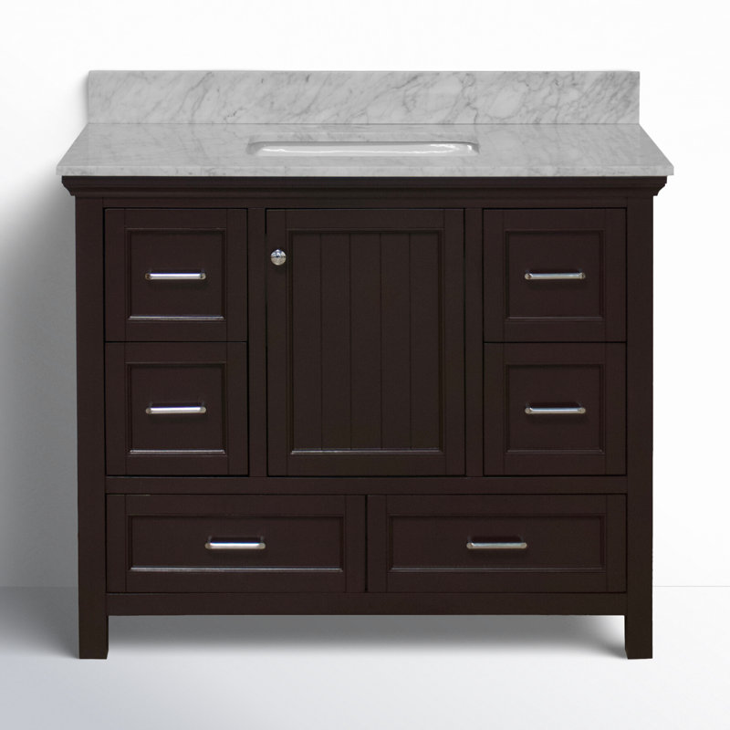 Maven 42'' Single Bathroom Vanity with Carrara Marble Top, Chocolate