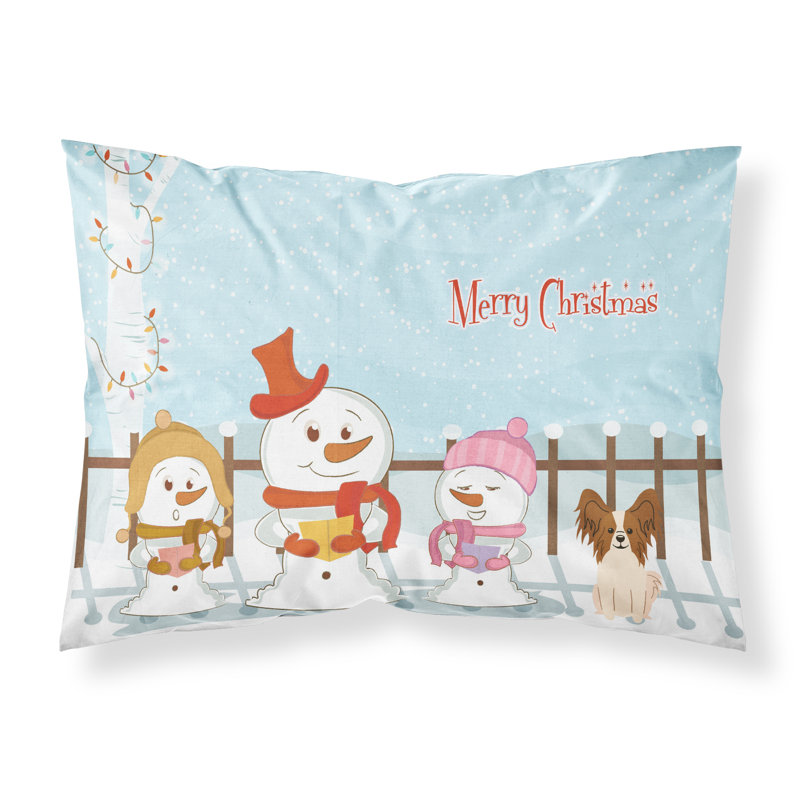 Taie d'oreiller Merry Christmas Merry Christmas, Papillon roux et blanc et choristes