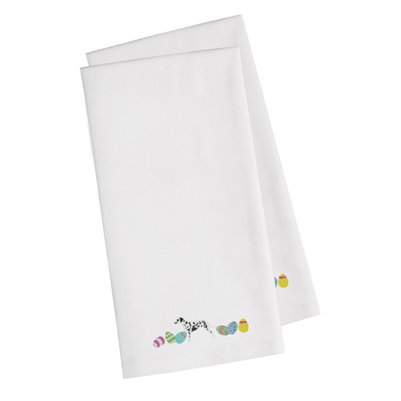 Cotton Embroidered Tea Towel Kitchen Towel, White, 28" H x 19" W x 0.1" D