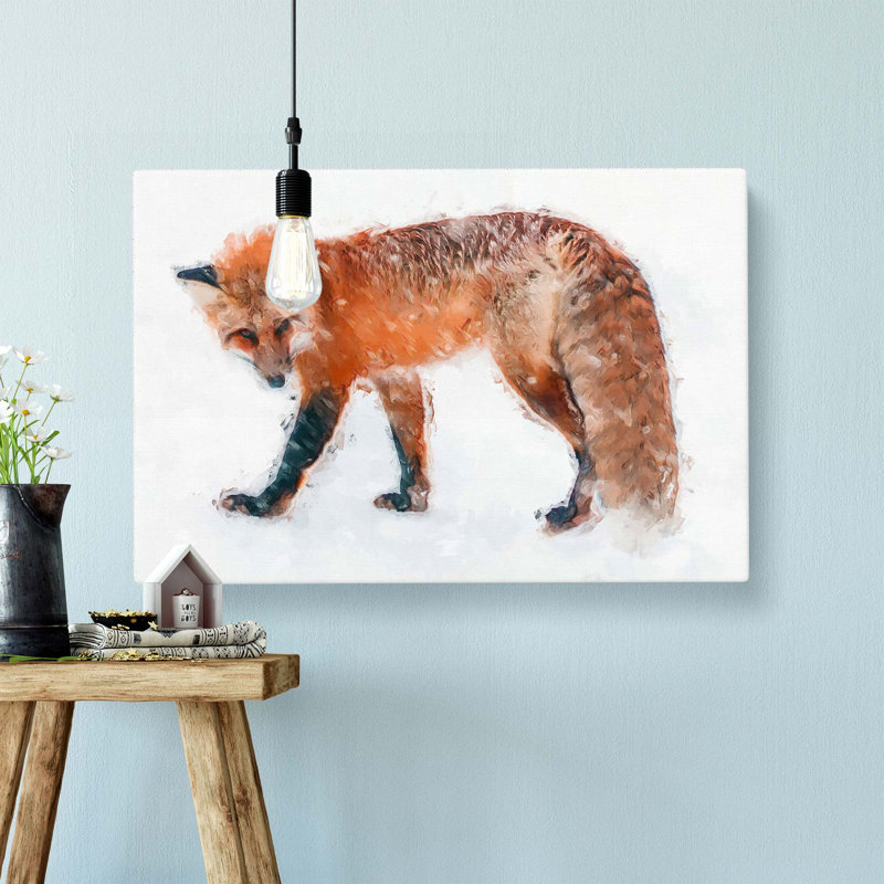 Red Fox In The Winter In Abstract - Wrapped Canvas, 36 x 24 Inch