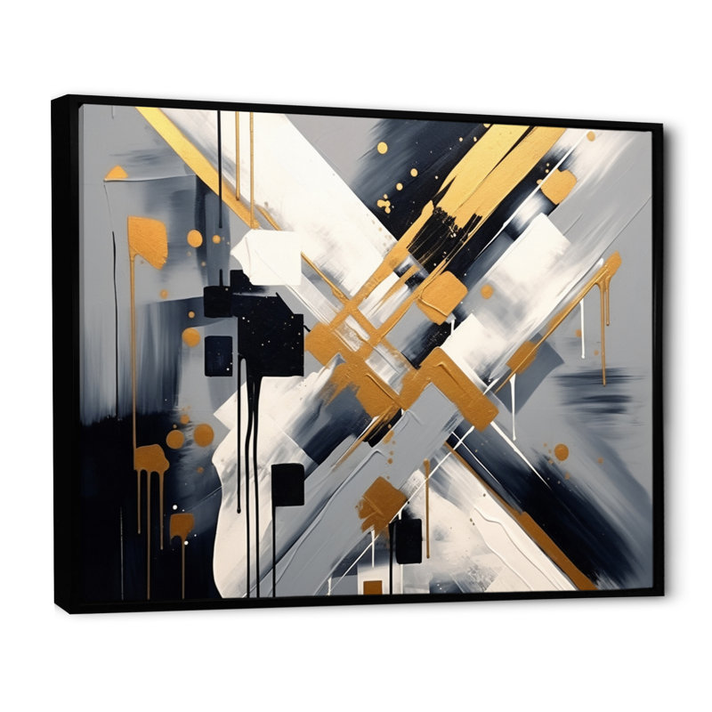 Noir et doré profondeur coin III, H 16 po x l 32 po x P 1 po, Cadre flottant noir