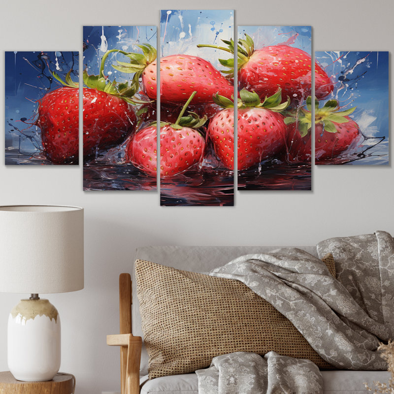 Ensemble de 5 décorations murales 5 fraises