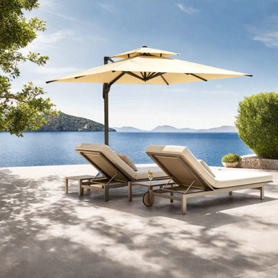 Rotating Patio Umbrellas 9.8 ft Aluminum Modern Shade for Pool Deck