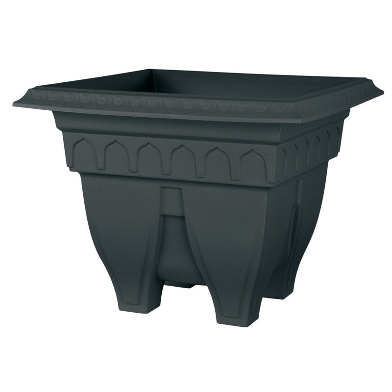 Pot à fleurs en plastique moulé Meuric, Noir, H 13 po x l 15 po x P 15 po