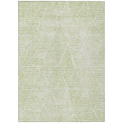 10' X 14' Artichoke Green And Ivory Geometric Washable Indoor Outdoor Area Rug