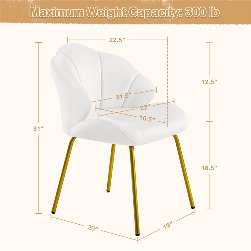 Velvet Accent Chair Vanity Makeup Chairs, White
