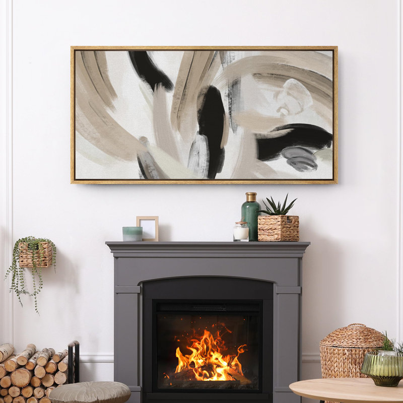 Dynamic Brushstrokes Abstract Modern Art, 30" H x 60" W, Natural