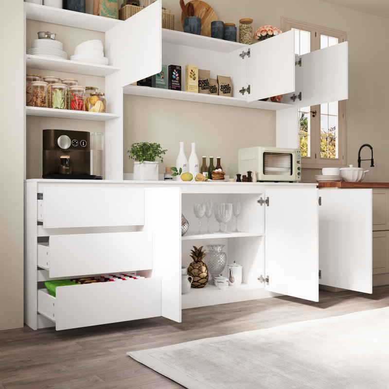 Grande armoire de rangement pour garde-manger de 71 po de hauteur, Blanc