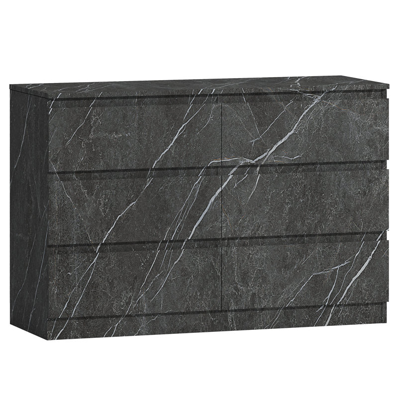 Deraz 112 cm W Chest of 6 Drawers, Grey