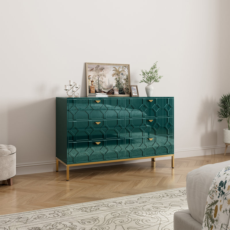 Bailes High Gloss MDF 6 - Drawer Accent Chest, Green