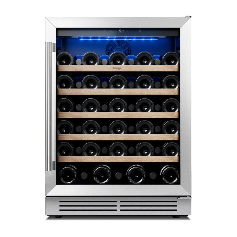 Yeego 23.4'' 52 Bottle Single Zone Wine Refrigerator Freestanding & Built-In Wine Cooler, Right-handed