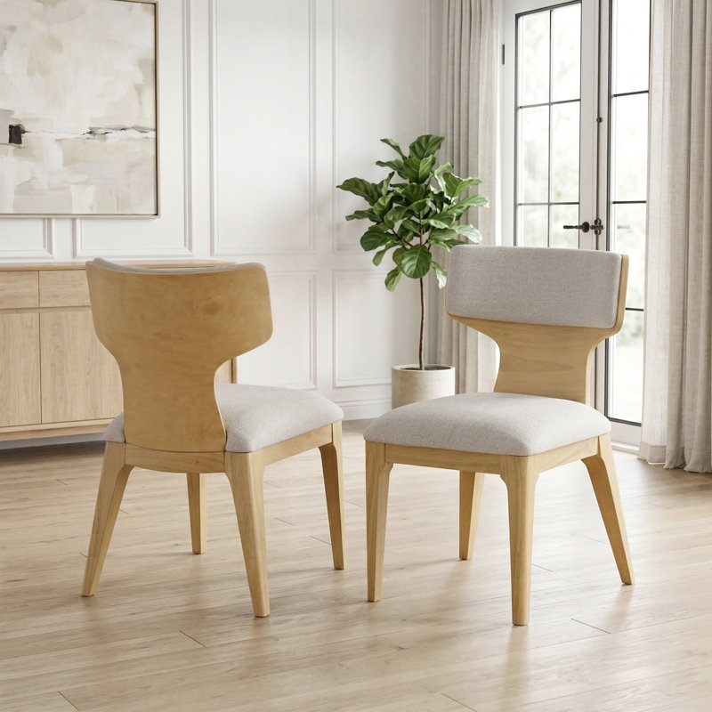 Philip Curved Wood Backrest Side Chair, Tan