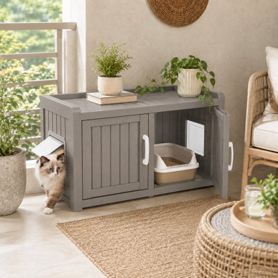 Hidden Cat Litter Box Enclosure, Indoor and Outdoor Litter Box Furniture
