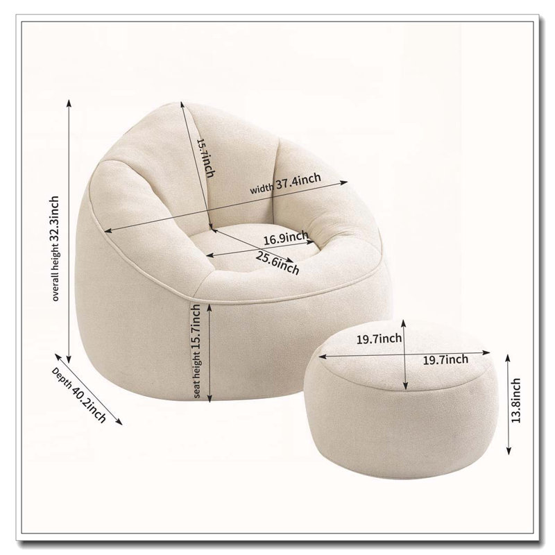 Fauteuil à billes avec rembourrage en mousse et fauteuil, Beige